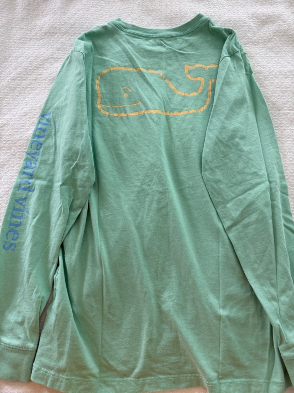 Vineyard Vines Seafoam Pocket Whale Long Sleeve Tee girl size medium 12 to 14
